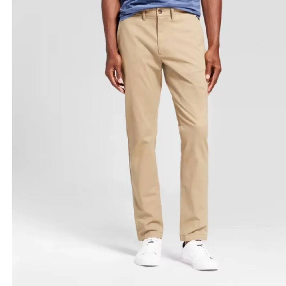 Goodfellow & Co Men's slim tech chino wrinkle resistant in tan brown size 30x32